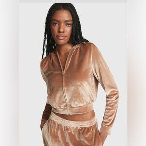 Vs pink cropped rhinestone bling hoodie X-large like new